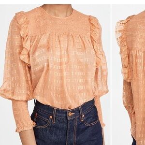 Joie women’s blouse peach with gold - size small